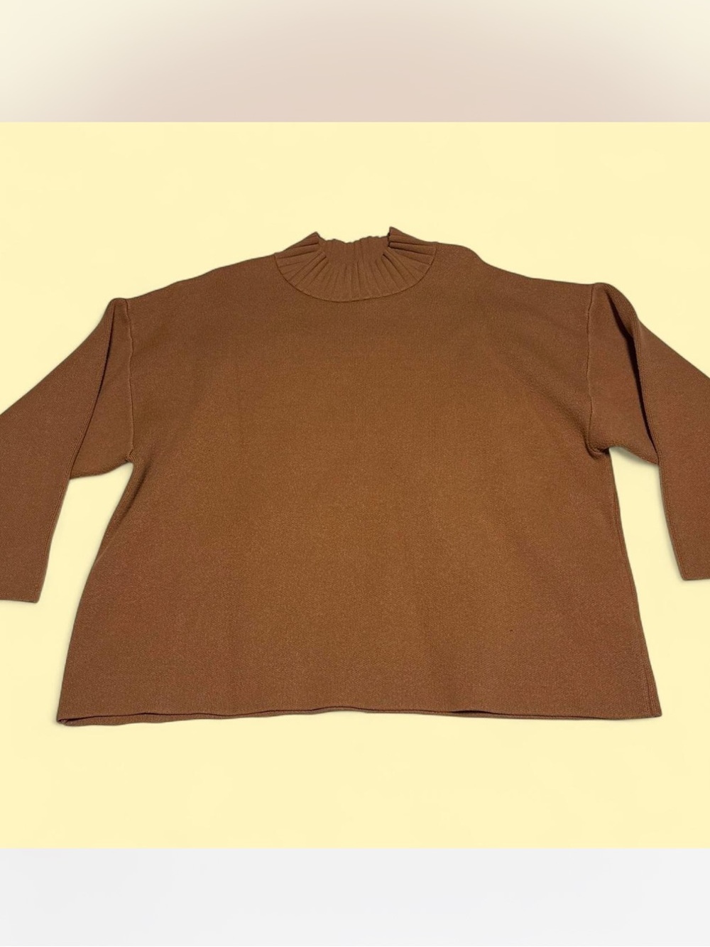 P Cill Brown Mock Neck Knit Sweater